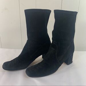 Black Sock Boots Booties Stuart Weitzman Yuliana 60 Stretch Suede 7
